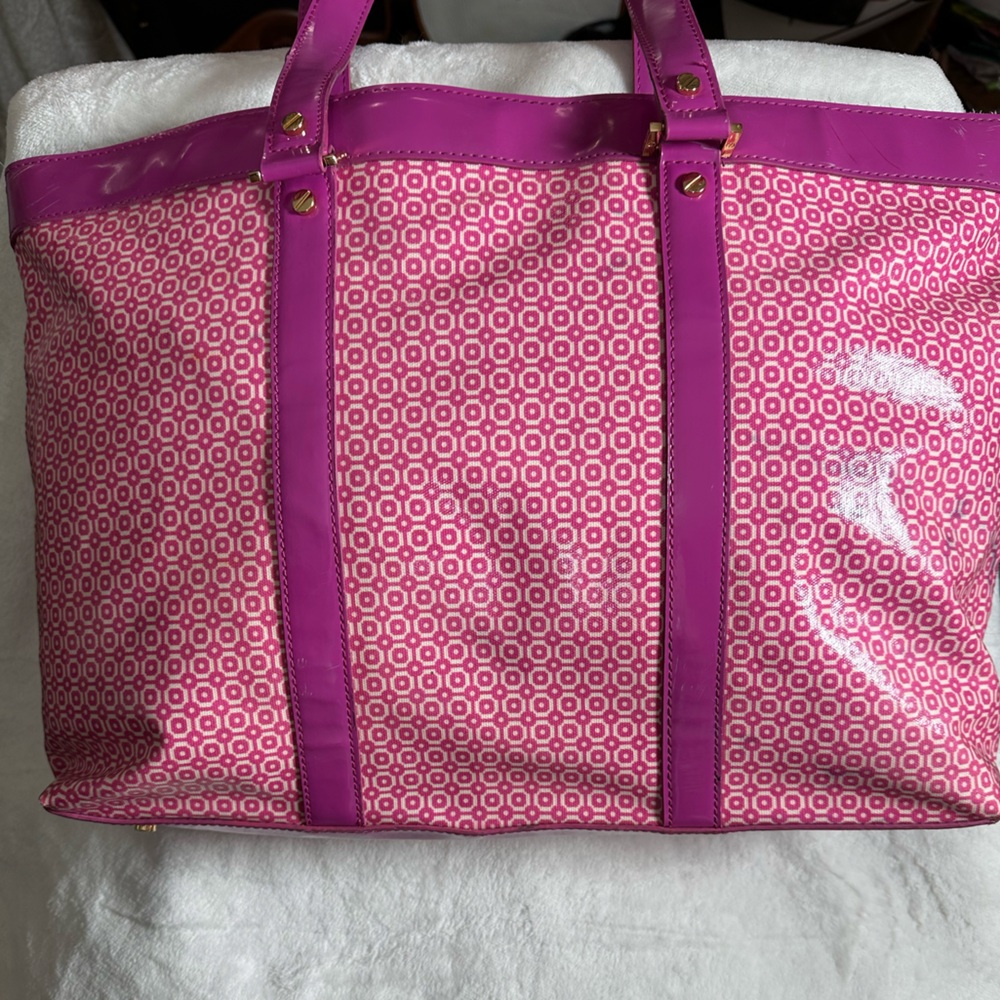 Tory Burch Pink Geometric Tote - Picture 2 of 10